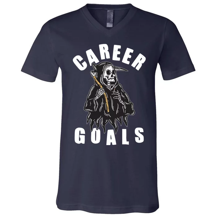 Funny Halloween Career Goals Grim Reaper V-Neck T-Shirt