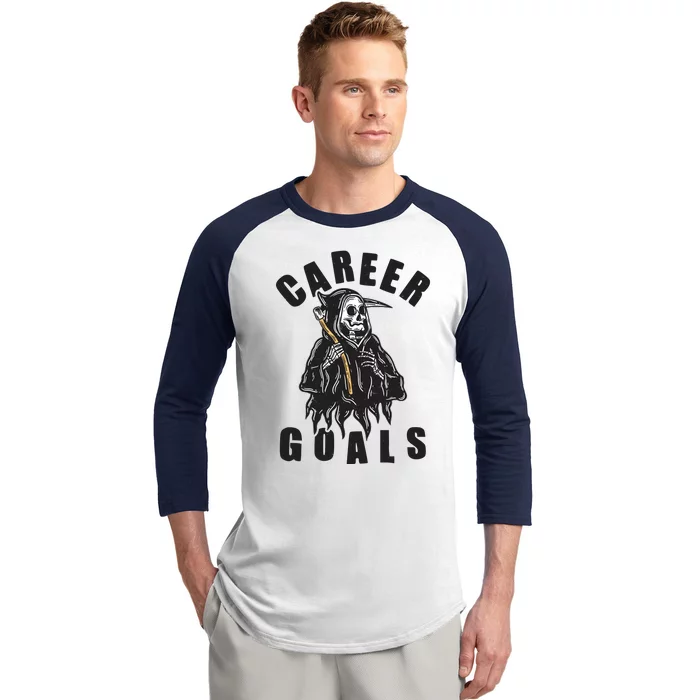 Funny Halloween Career Goals Grim Reaper Baseball Sleeve Shirt