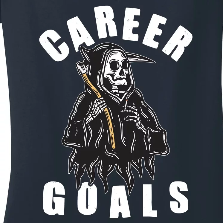 Funny Halloween Career Goals Grim Reaper Women's V-Neck T-Shirt