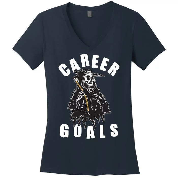 Funny Halloween Career Goals Grim Reaper Women's V-Neck T-Shirt