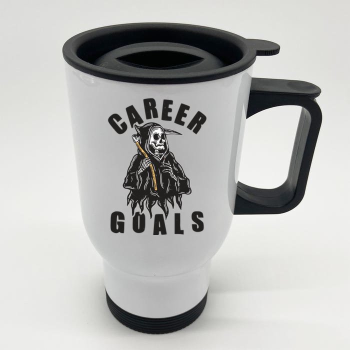 Funny Halloween Career Goals Grim Reaper Front & Back Stainless Steel Travel Mug