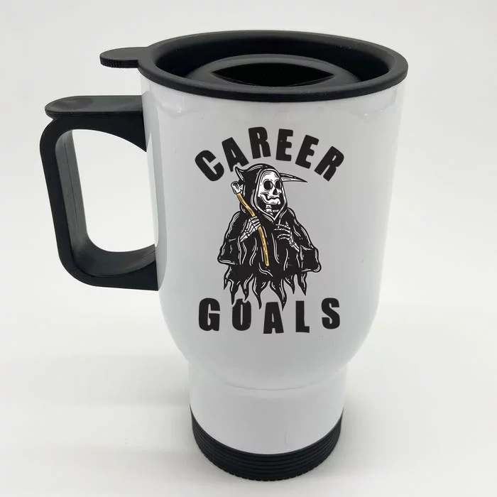 Funny Halloween Career Goals Grim Reaper Front & Back Stainless Steel Travel Mug