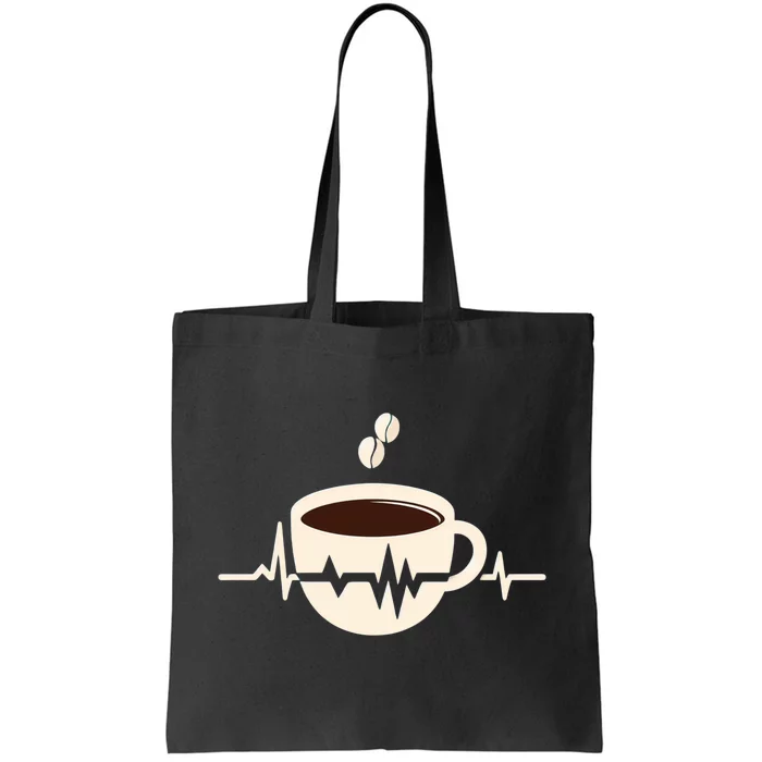 Funny Heartbeat Coffee Coffee Cup Frequency Tote Bag