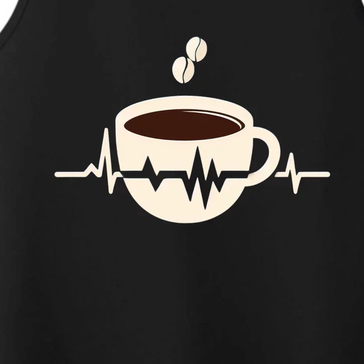 Funny Heartbeat Coffee Coffee Cup Frequency Performance Tank