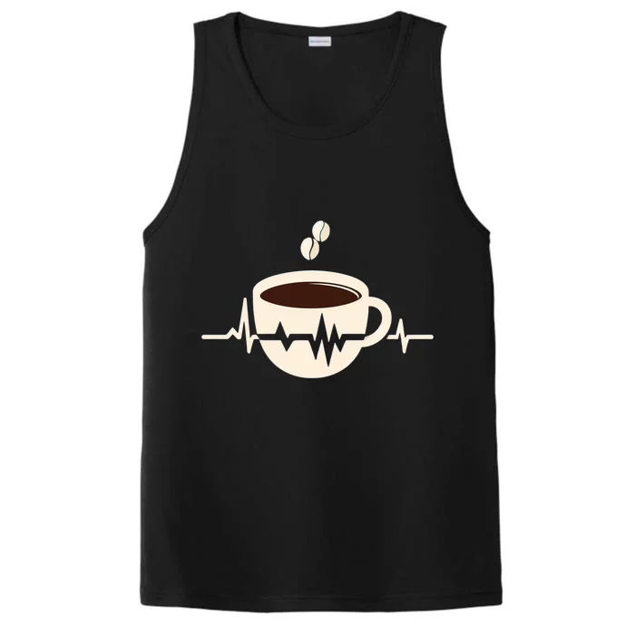 Funny Heartbeat Coffee Coffee Cup Frequency Performance Tank