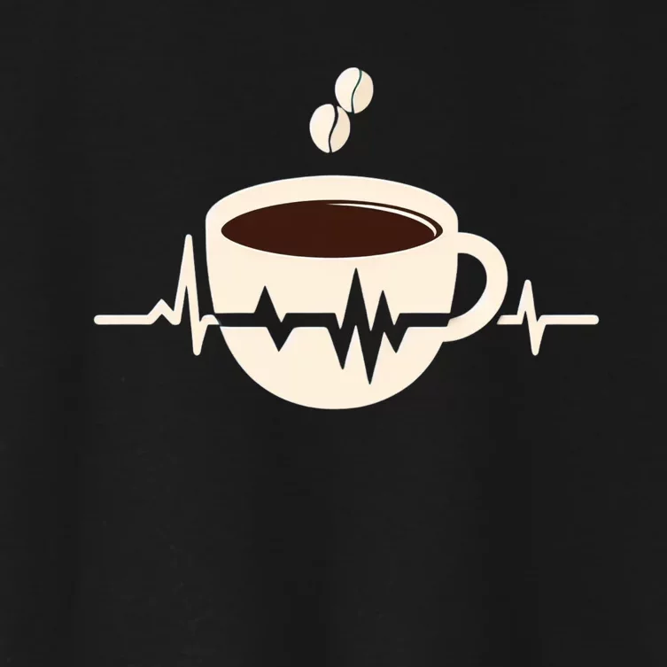 Funny Heartbeat Coffee Coffee Cup Frequency Women's Crop Top Tee