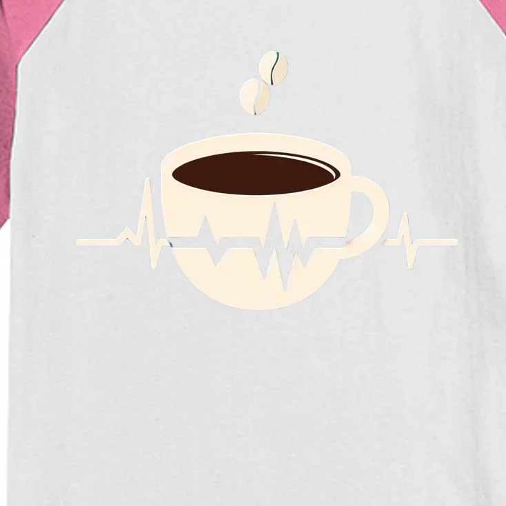 Funny Heartbeat Coffee Coffee Cup Frequency Kids Colorblock Raglan Jersey