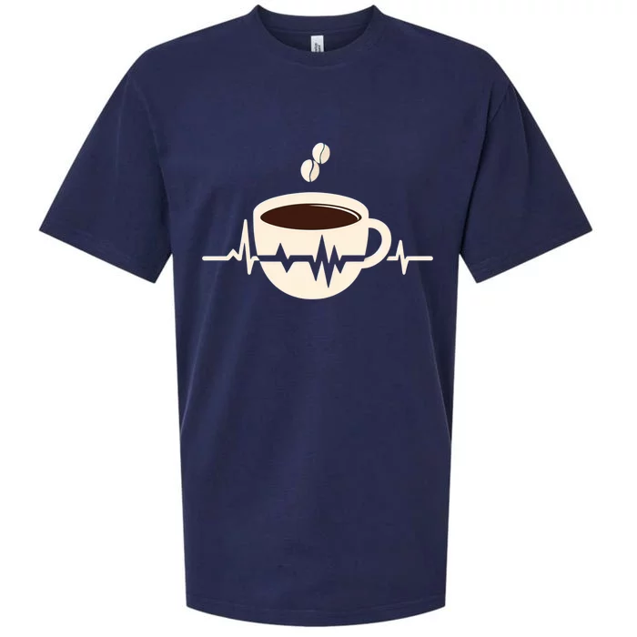 Funny Heartbeat Coffee Coffee Cup Frequency Sueded Cloud Jersey T-Shirt