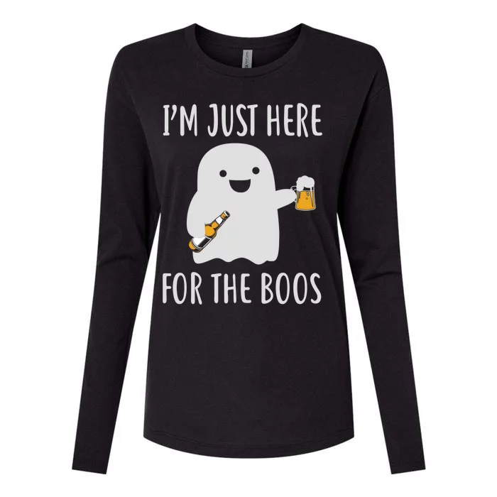 Funny Halloween Costume Im Just Here For The Boos Gift Womens Cotton Relaxed Long Sleeve T-Shirt