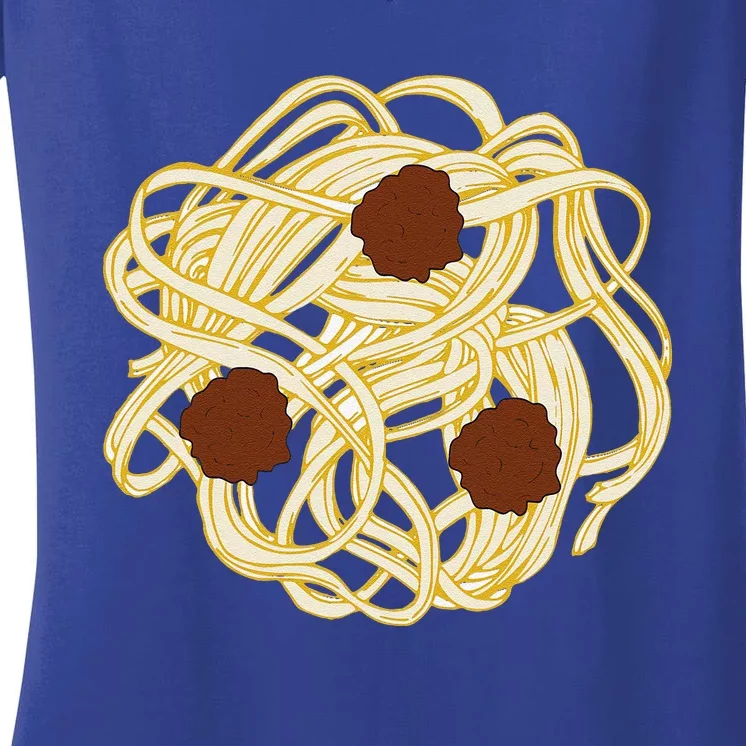 Funny Halloween Costume Food Spaghetti Meatballs Simple Safe Women's V-Neck T-Shirt