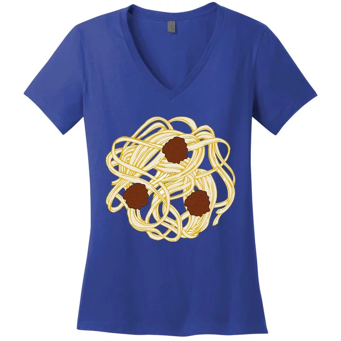 Funny Halloween Costume Food Spaghetti Meatballs Simple Safe Women's V-Neck T-Shirt