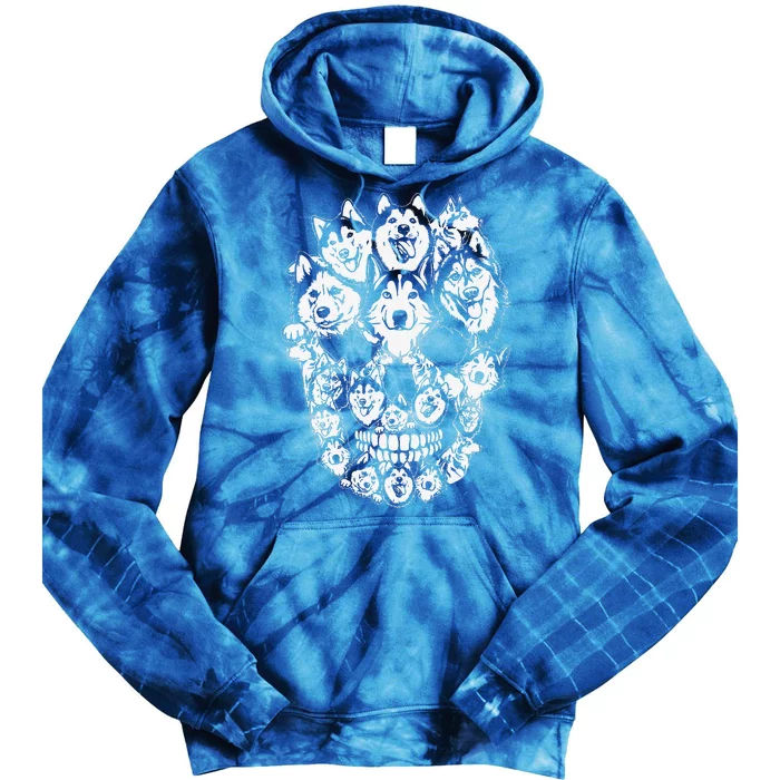 Funny Halloween Costume Skull Siberian Husky Dog Lover Tie Dye Hoodie