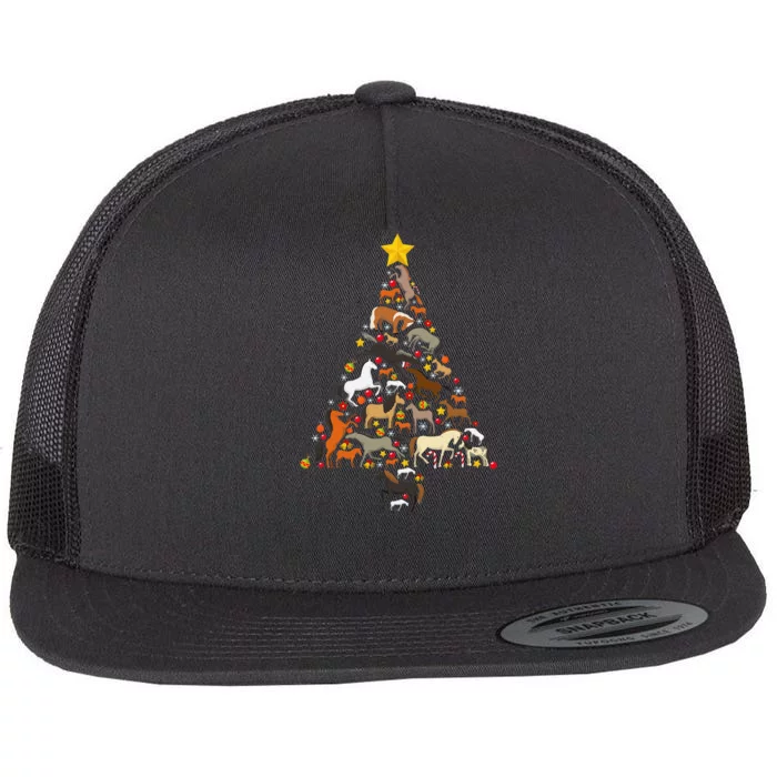 Funny Horse Christmas Tree Horseback Riding Xmas Flat Bill Trucker Hat