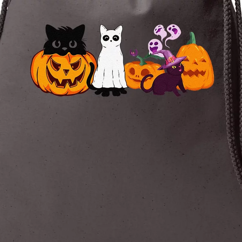 Funny Halloween Cat Ghost Halloween Sweater Cat Lover Drawstring Bag