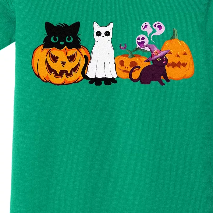 Funny Halloween Cat Ghost Halloween Sweater Cat Lover Baby Bodysuit