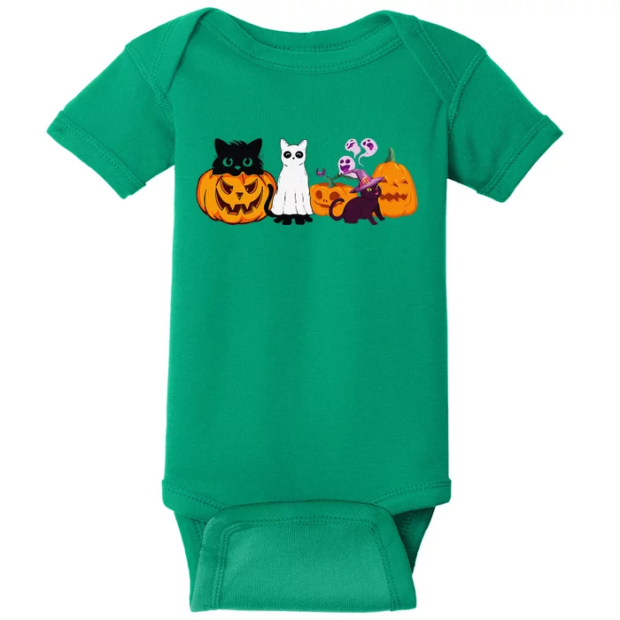 Funny Halloween Cat Ghost Halloween Sweater Cat Lover Baby Bodysuit