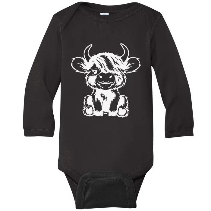 Funny Highland Cow Gift Baby Long Sleeve Bodysuit