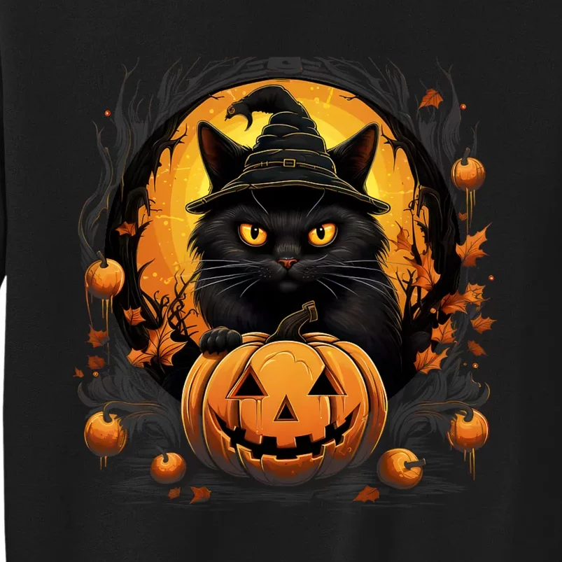 Funny Halloween Cat Costume Pumpkin Cat Black Cat Halloween Tall Sweatshirt