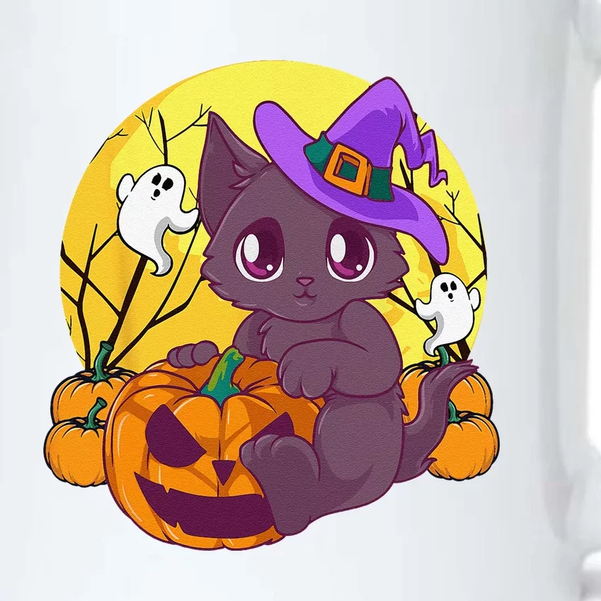 Funny Halloween Cute Cat Pumpkin Witch Hat Costume Black Color Changing Mug