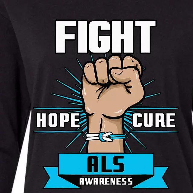 Fight Hope Cure ALS Awereness Motor Neurone Disease Blue Womens Cotton Relaxed Long Sleeve T-Shirt