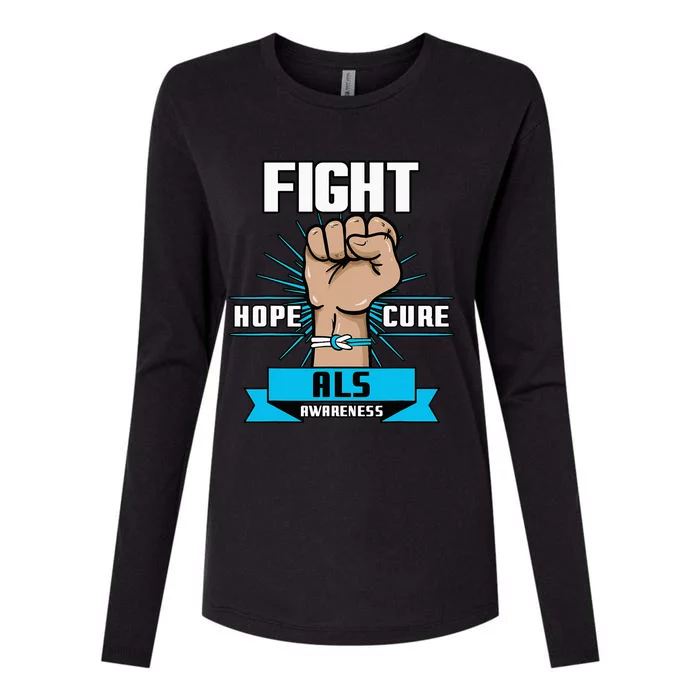 Fight Hope Cure ALS Awereness Motor Neurone Disease Blue Womens Cotton Relaxed Long Sleeve T-Shirt