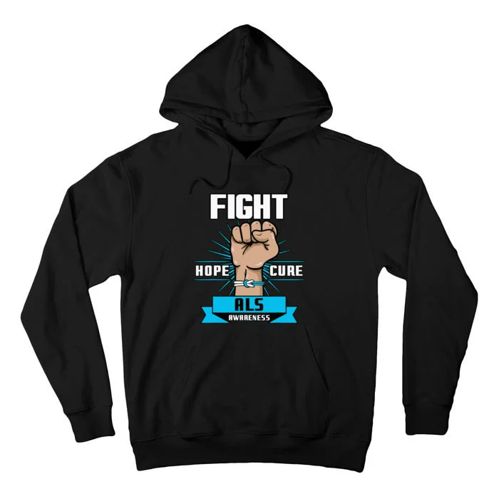 Fight Hope Cure ALS Awereness Motor Neurone Disease Blue Tall Hoodie