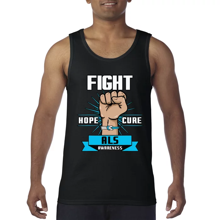 Fight Hope Cure ALS Awereness Motor Neurone Disease Blue Tank Top