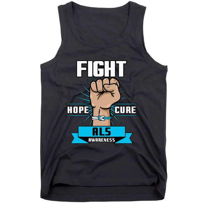 Fight Hope Cure ALS Awereness Motor Neurone Disease Blue Tank Top