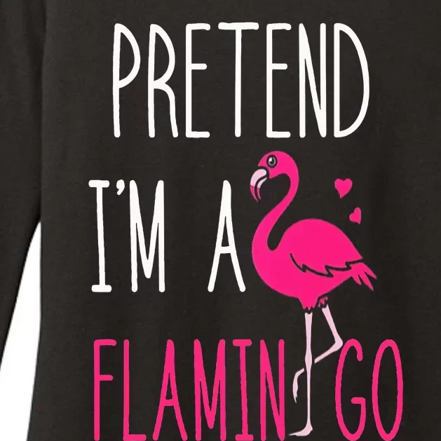 Flamingo Halloween Costume Pretend I'm a Flamingo Pink Womens CVC Long Sleeve Shirt