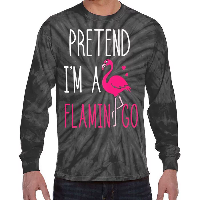 Flamingo Halloween Costume Pretend I'm a Flamingo Pink Tie-Dye Long Sleeve Shirt