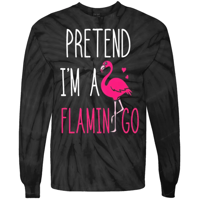 Flamingo Halloween Costume Pretend I'm a Flamingo Pink Tie-Dye Long Sleeve Shirt