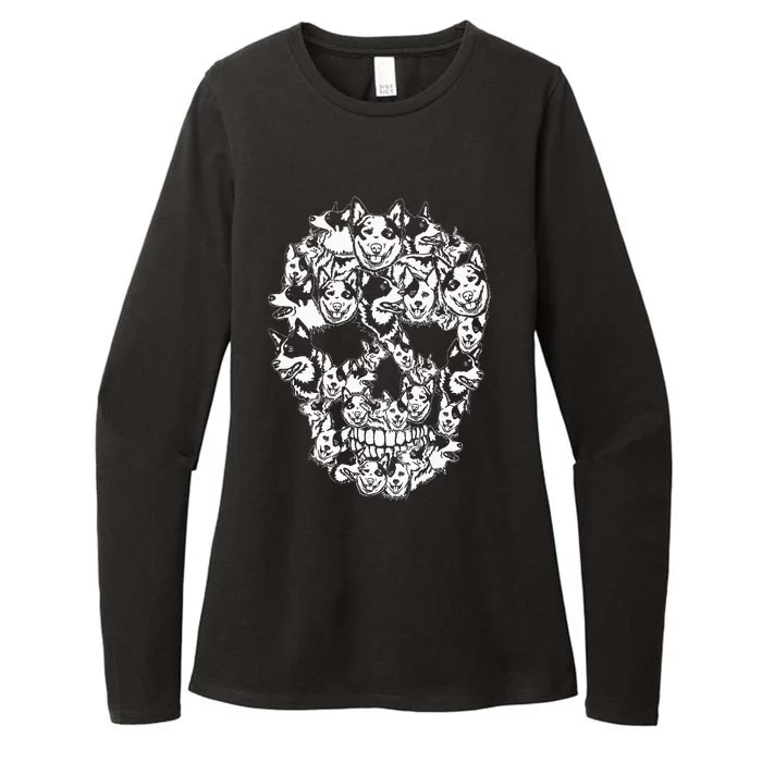 Fun Halloween Costume Skull Australian Cattle Dog Lover Womens CVC Long Sleeve Shirt