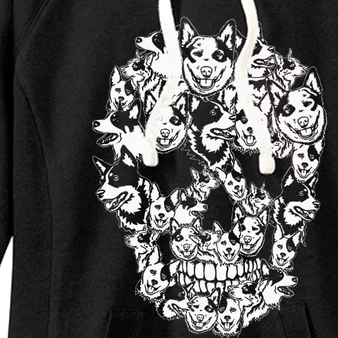 Fun Halloween Costume Skull Australian Cattle Dog Lover Women's Fleece Hoodie