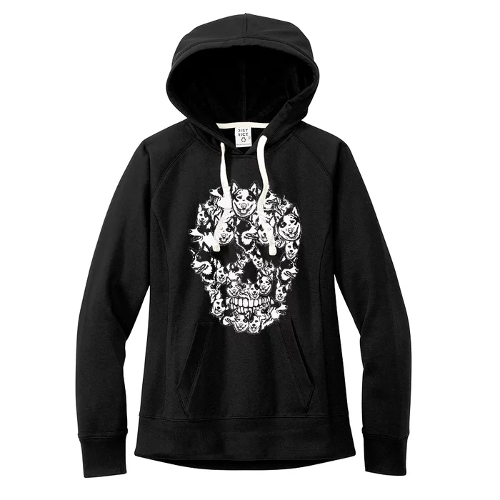 Fun Halloween Costume Skull Australian Cattle Dog Lover Women's Fleece Hoodie