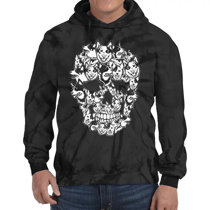 Fun Halloween Costume Skull Australian Cattle Dog Lover Tie Dye Hoodie