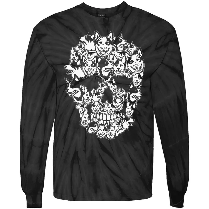 Fun Halloween Costume Skull Australian Cattle Dog Lover Tie-Dye Long Sleeve Shirt