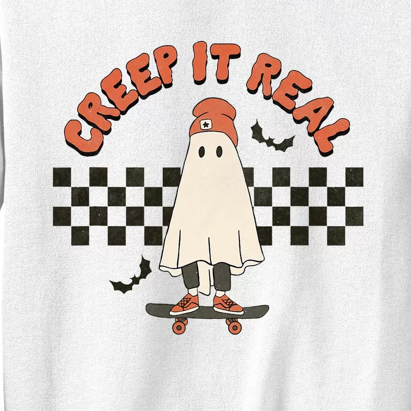 Funny Halloween Creep It Real Retro Skateboarding Ghost Sweatshirt