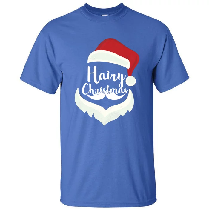 Funny Hairy Christmas Santa Hat Merry Holiday Beard Dad Gift Meaningful Gift Tall T-Shirt