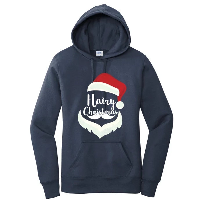 Funny Hairy Christmas Santa Hat Merry Holiday Beard Dad Gift Meaningful Gift Women's Pullover Hoodie