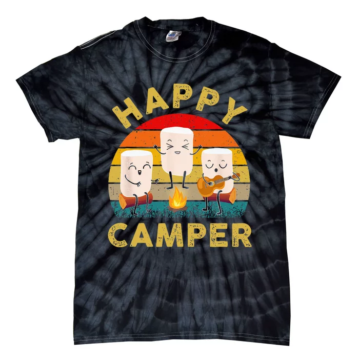 Funny Happy Cute Marshmallow Camper Bonfire Kids Women Men Tie-Dye T-Shirt