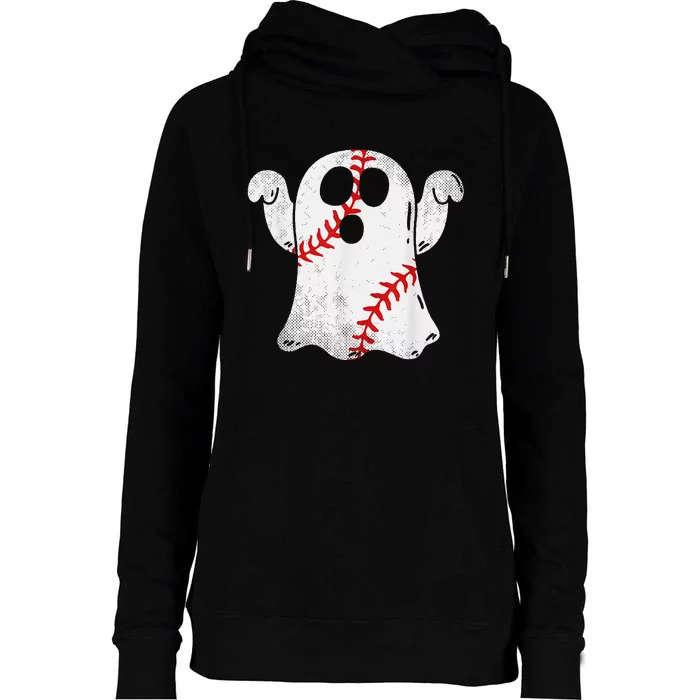 Funny Halloween Costume Baseball Ghost Baseball Lover Womens Funnel Neck Pullover Hood