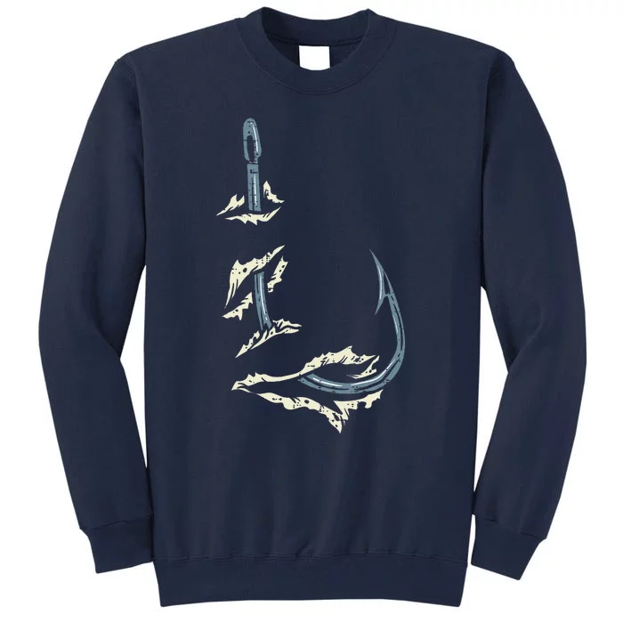 Fish Hook Cool Fishing Fisher Fisherman Angler Dad Tall Sweatshirt