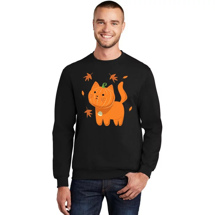 Funny Halloween Cat Cat Pumpkin Jack O Lantern Gift Tall Sweatshirt