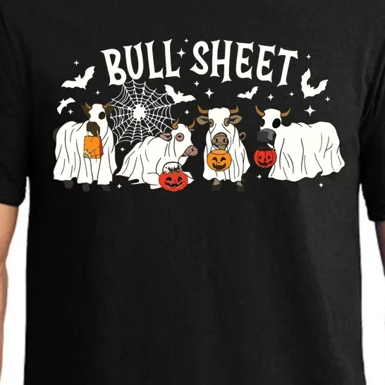 Funny Halloween Cow Bull Sheet Cow Ghost Spooky Season Farm Pajama Set