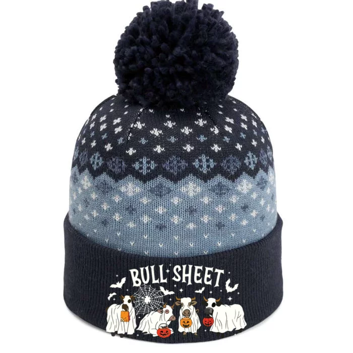 Funny Halloween Cow Bull Sheet Cow Ghost Spooky Season Farm The Baniff Cuffed Pom Beanie