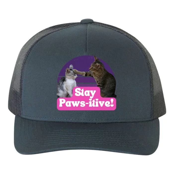 Funny Hilarious Cat Meme Kitty Feline Lover Stay Pawsitive Gift Yupoong Adult 5-Panel Trucker Hat