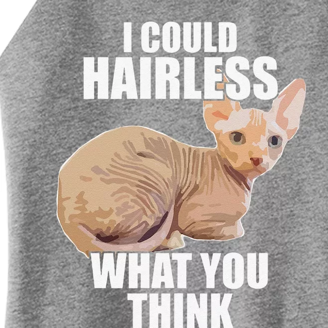 Funny Hairless Cat Sphynx Cat Pun Meme Gift For Women’s Perfect Tri Rocker Tank