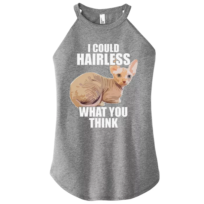 Funny Hairless Cat Sphynx Cat Pun Meme Gift For Women’s Perfect Tri Rocker Tank