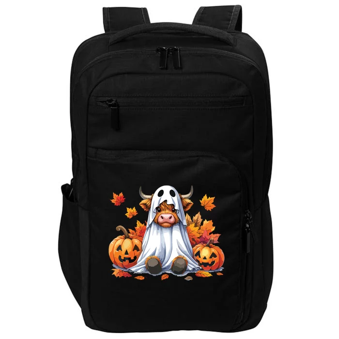 Funny Halloween Cow Bull Sheet Cow Ghost Spooky Season Farm Impact Tech Backpack