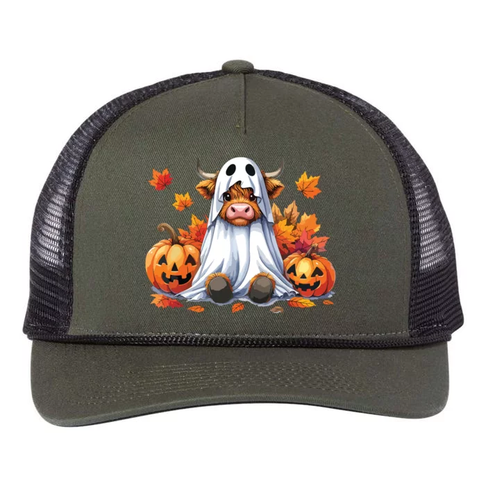 Funny Halloween Cow Bull Sheet Cow Ghost Spooky Season Farm Retro Rope Trucker Hat Cap